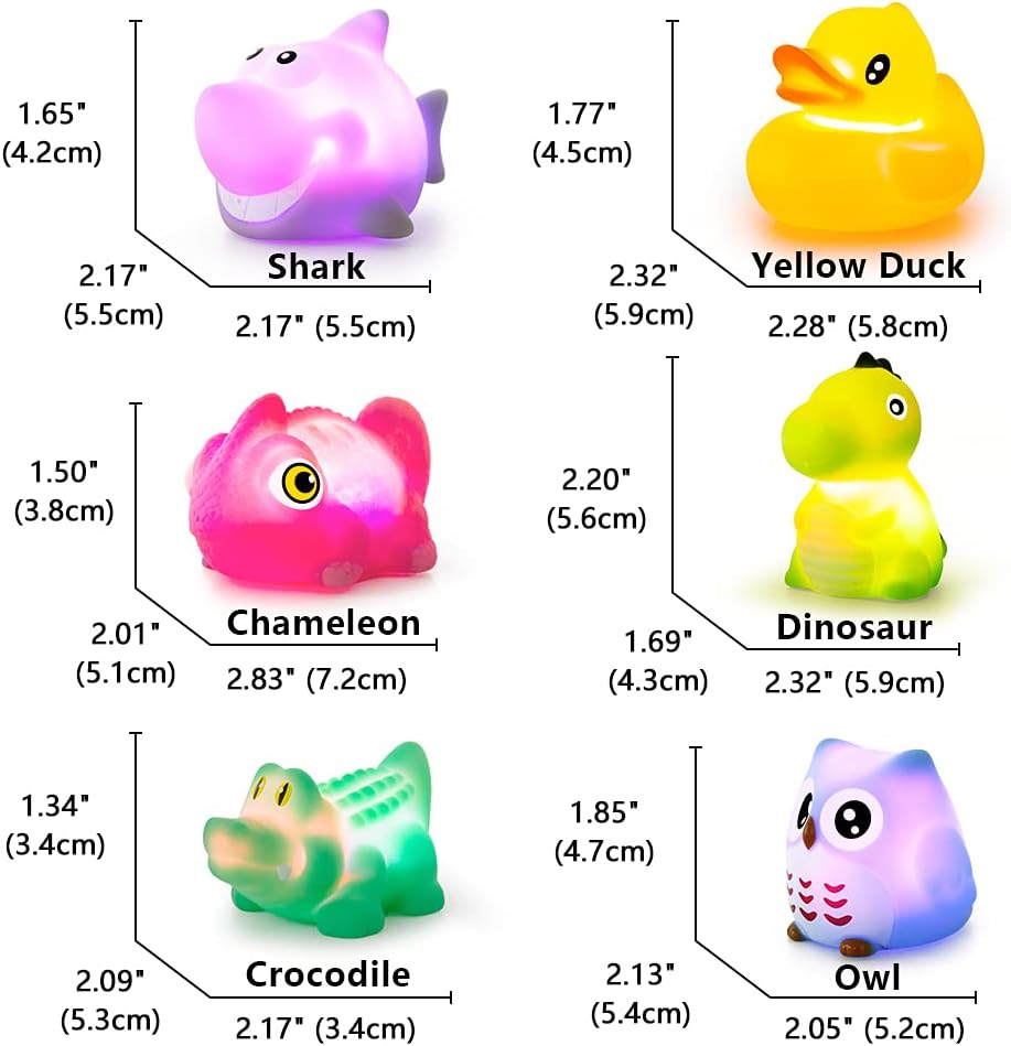 LED Floating Bath Toys, Animal Set 1-3yrs