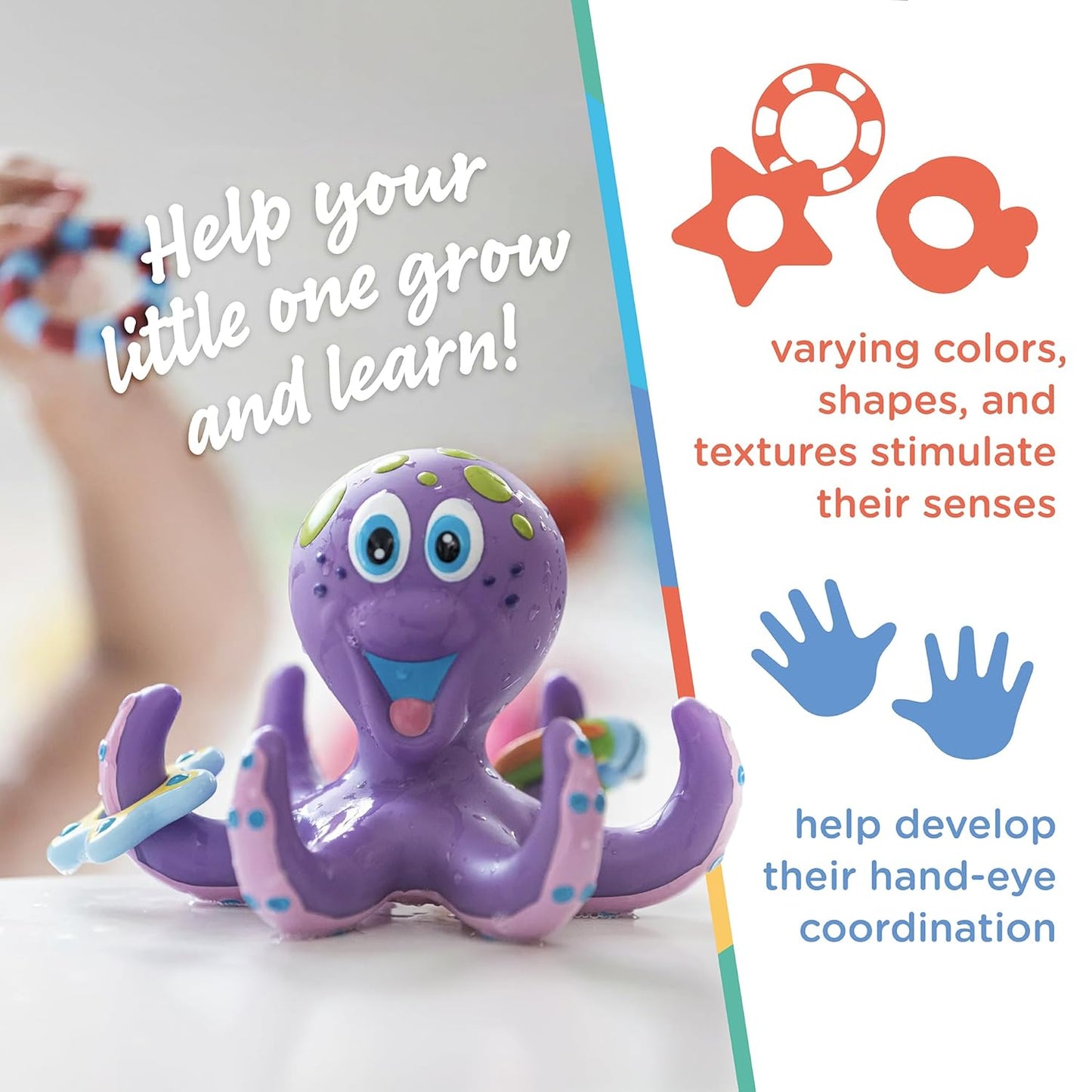 Octopus Toy with 3 Rings for Babies 18m+