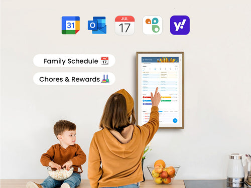 Family schedule wall planner with chores and rewards for home organization